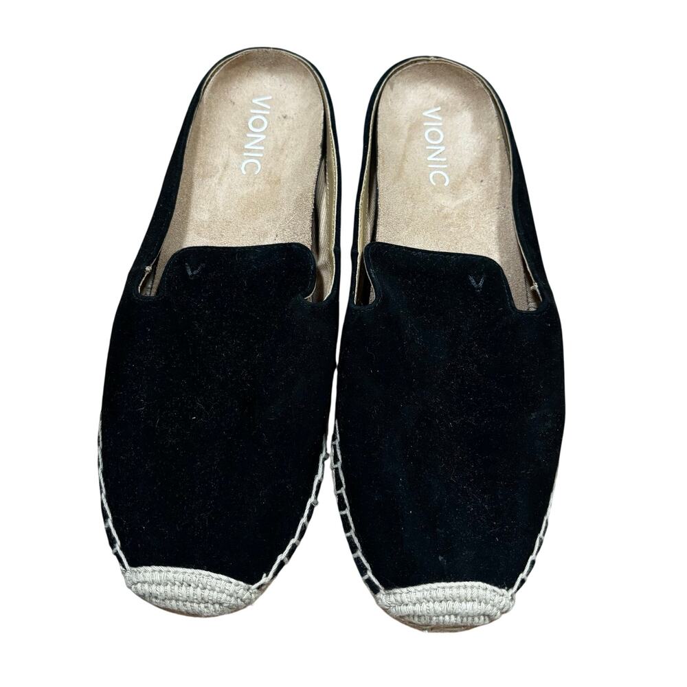 Vionic Santorini black US 7M shoes slip on comfort mules espadrilles casual chic